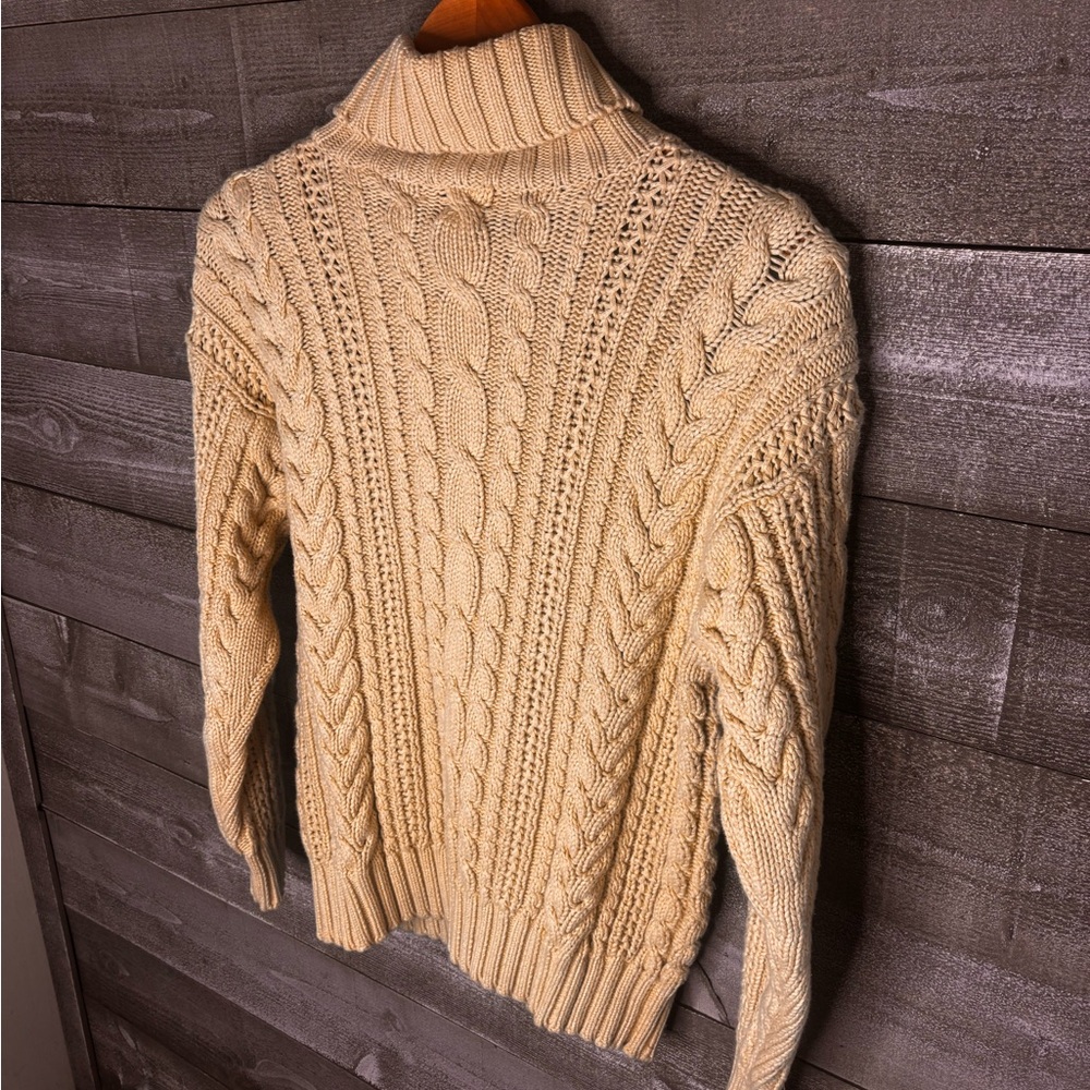 GAP 100% cotton chunky Women's Cream Cable Knit Turtleneck Sweater - Picture 4 of 5